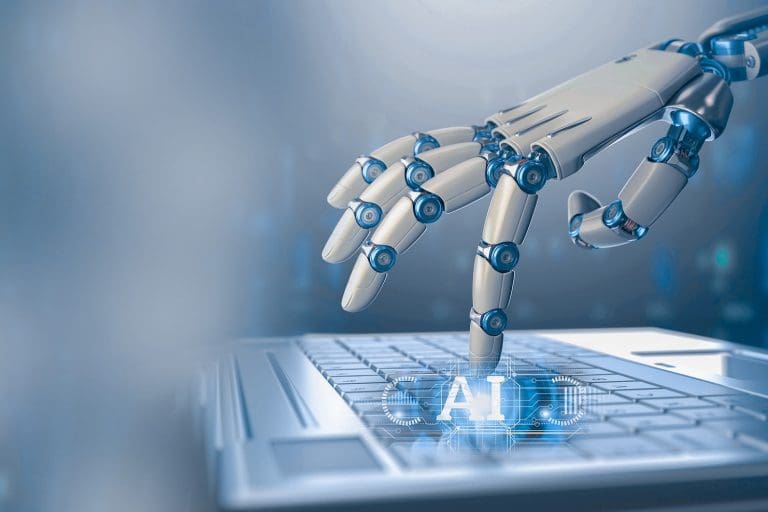 bigstock-Robot-Ai-With-Hand-Robot-On-Ke-475655971